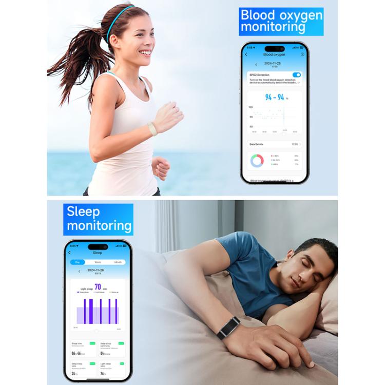 Dual PD Real-Time Heart Rate Blood Oxygen Real-Time Sleep Exercise Health Bracelet(White) by bashfashion