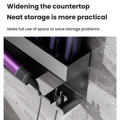 For Dyson Wall-Mounted Curling Iron Hair Dryer Storage Rack, Specification: Black Aluminum by bashfashion