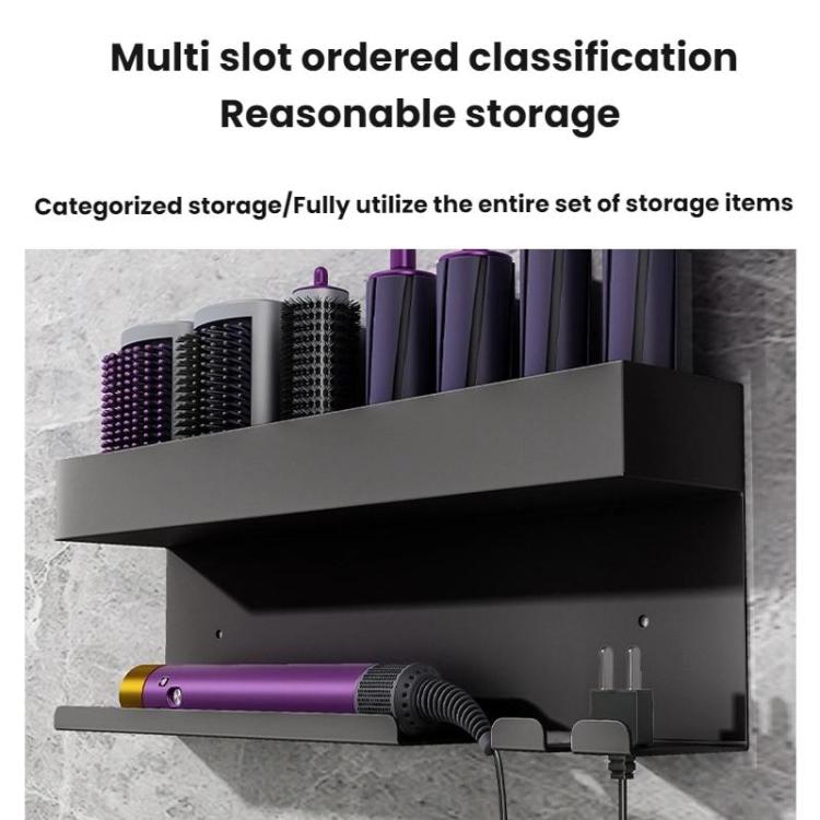 For Dyson Wall-Mounted Curling Iron Hair Dryer Storage Rack, Specification: Black Aluminum by bashfashion