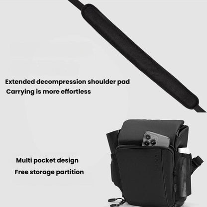 Cwatcun D198 Small Expandable Single Shoulder Camera Bag Waterproof Multi-Function Camera Bag(Black) by Cwatcun
