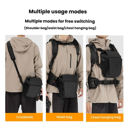 Cwatcun D198 Small Expandable Single Shoulder Camera Bag Waterproof Multi-Function Camera Bag(Black) by Cwatcun