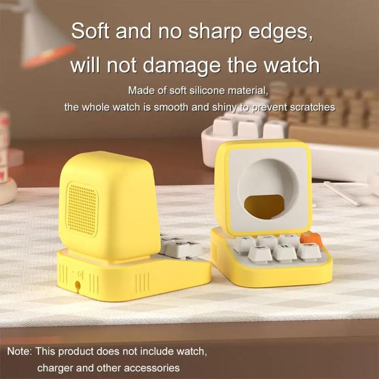 For Apple Watch Typewriter Style Stand Wireless Charging Silicone Base(Yellow) by bashfashion