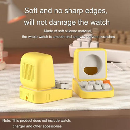 For Apple Watch Typewriter Style Stand Wireless Charging Silicone Base(Yellow) by bashfashion