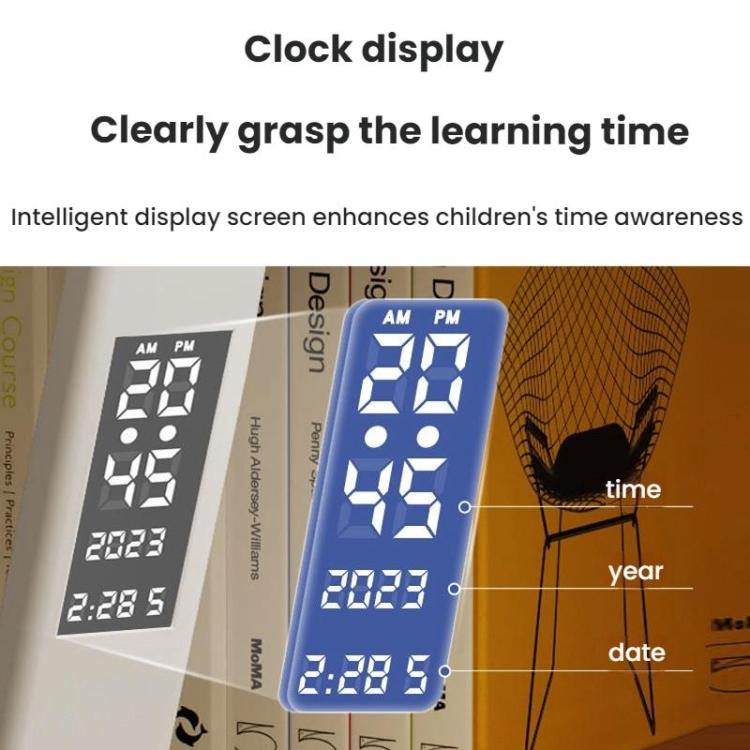 LED Desk Lamp Children Study Reading Eye-Protecting Bedside Light, Specification: Dual-use With Clock Display by bashfashion