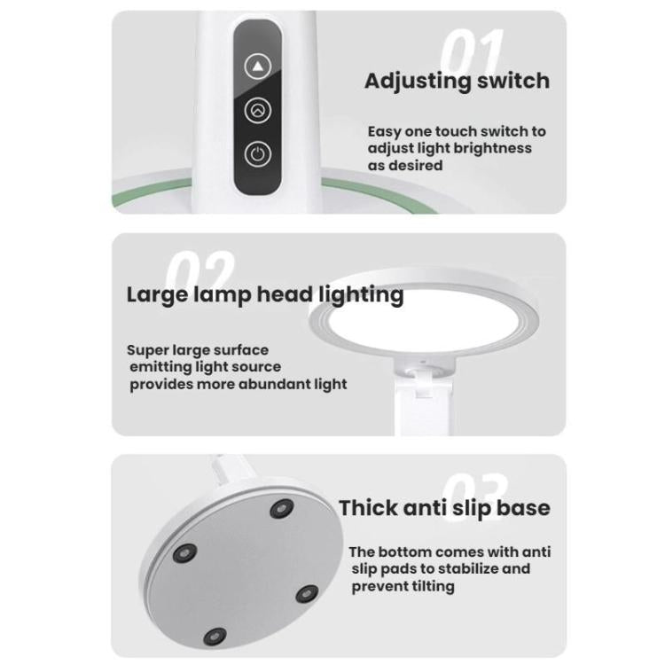 LED Desk Lamp Children Study Reading Eye-Protecting Bedside Light, Specification: Rechargeable by bashfashion