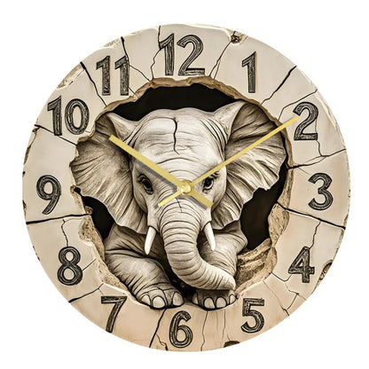 11 inch Elephant 3D Stereoscopic Living Room Decorative Silent Wall Clock(APC103) by bashfashion
