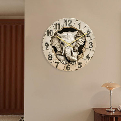 11 inch Elephant 3D Stereoscopic Living Room Decorative Silent Wall Clock(APC103) by bashfashion