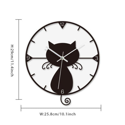 Cat Transparent Acrylic Silent Wall Clock For Home Decor(Black) by bashfashion