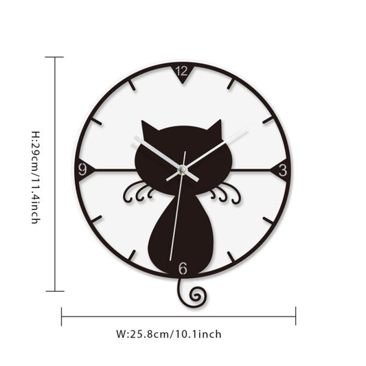 Cat Transparent Acrylic Silent Wall Clock For Home Decor(Black) by bashfashion