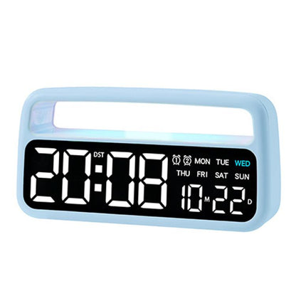 LED Ambient Light Bedside Alarm Clock Home Decor Multi-Function Clock With White Light(Blue) by bashfashion
