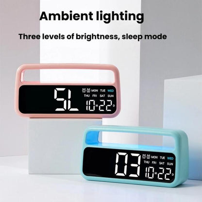 LED Ambient Light Bedside Alarm Clock Home Decor Multi-Function Clock With White Light(Green) by bashfashion