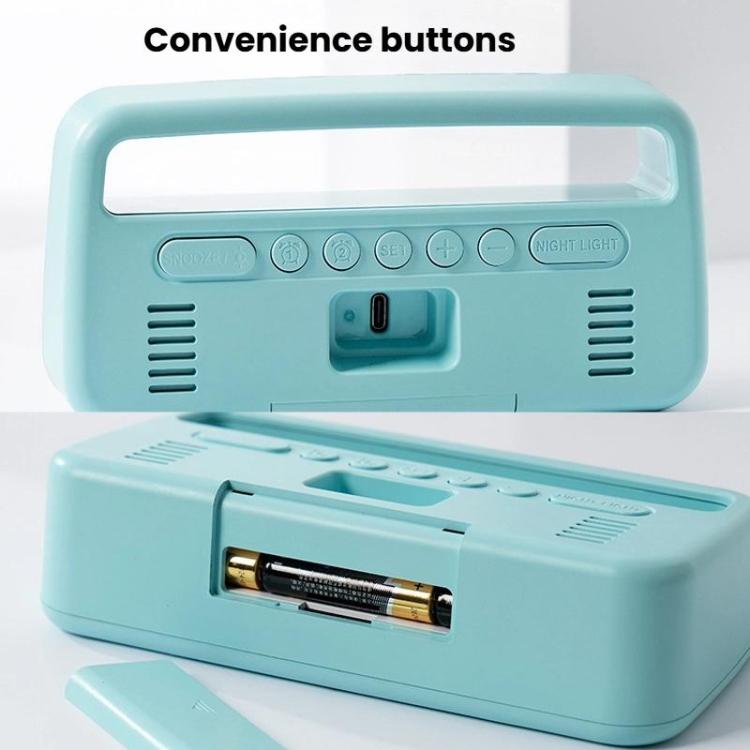 LED Ambient Light Bedside Alarm Clock Home Decor Multi-Function Clock With White Light(Green) by bashfashion