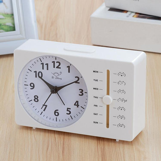 Bo Sheng GH222 Weekly Alarm Clock Square Quartz Desk Clock Scanning Silent Pointer Clock(White) by Bo Sheng