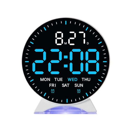 LED Multifunction Electronic Alarm Clock Running Seconds Clock Bedside with Night Light Electronic Clock, Color: White Shell Blue Light by bashfashion