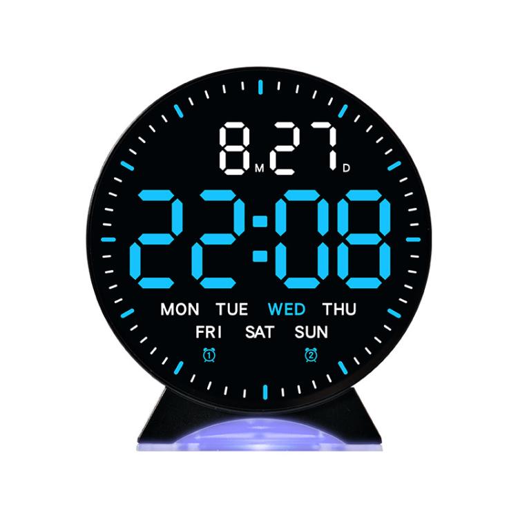 LED Multifunction Electronic Alarm Clock Running Seconds Clock Bedside with Night Light Electronic Clock, Color: Black Shell Blue Light by bashfashion