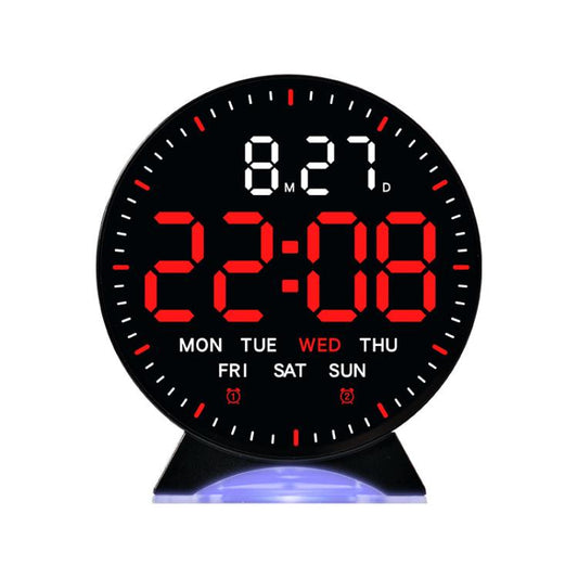 LED Multifunction Electronic Alarm Clock Running Seconds Clock Bedside with Night Light Electronic Clock, Color: Black Shell Red Light by bashfashion