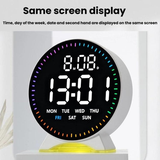 LED Multifunction Electronic Alarm Clock Running Seconds Clock Bedside with Night Light Electronic Clock, Color: White Shell Orange Light by bashfashion