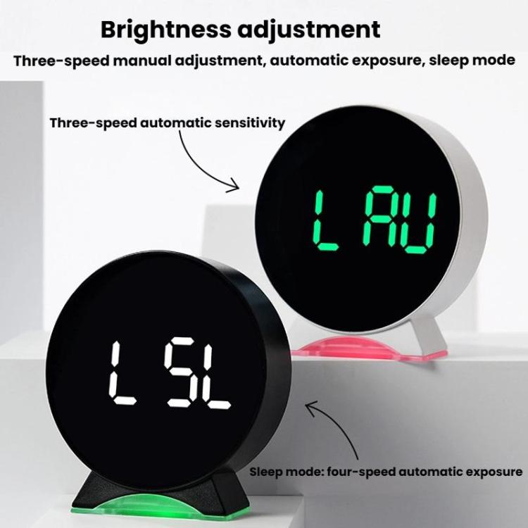 LED Multifunction Electronic Alarm Clock Running Seconds Clock Bedside with Night Light Electronic Clock, Color: White Shell Green Light by bashfashion