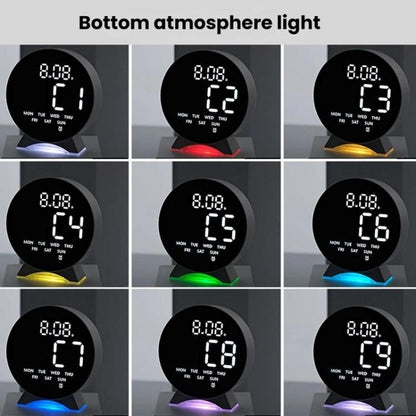 LED Multifunction Electronic Alarm Clock Running Seconds Clock Bedside with Night Light Electronic Clock, Color: White Shell White Light by bashfashion