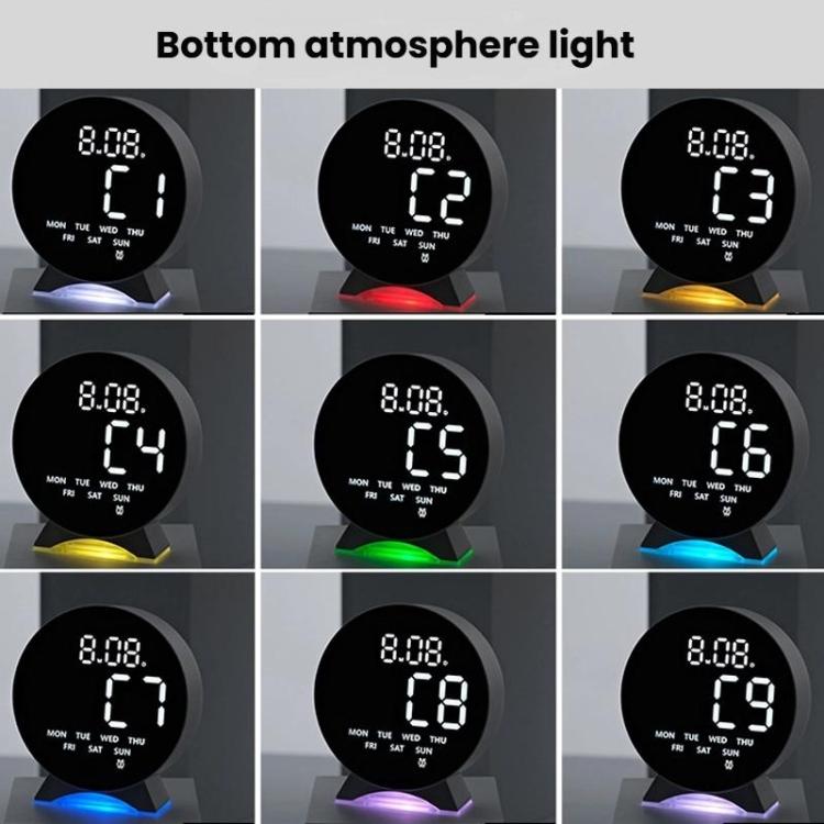 LED Multifunction Electronic Alarm Clock Running Seconds Clock Bedside with Night Light Electronic Clock, Color: White Shell Red Light by bashfashion