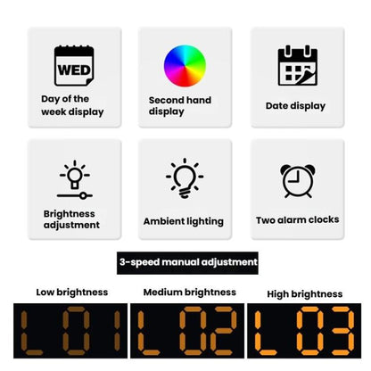 LED Multifunction Electronic Alarm Clock Running Seconds Clock Bedside with Night Light Electronic Clock, Color: White Shell Orange Light by bashfashion