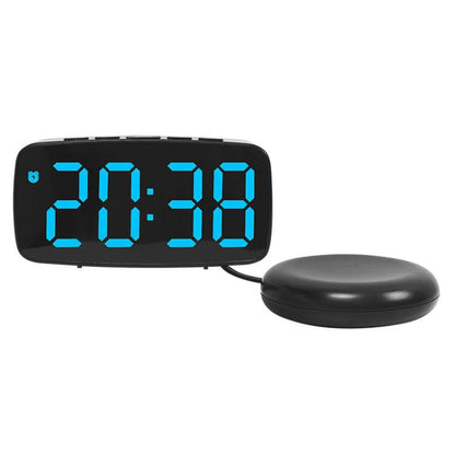 LED Electronic Alarm Clock Bedside Vibrator Clock, Color: Black Shell Blue Light by bashfashion