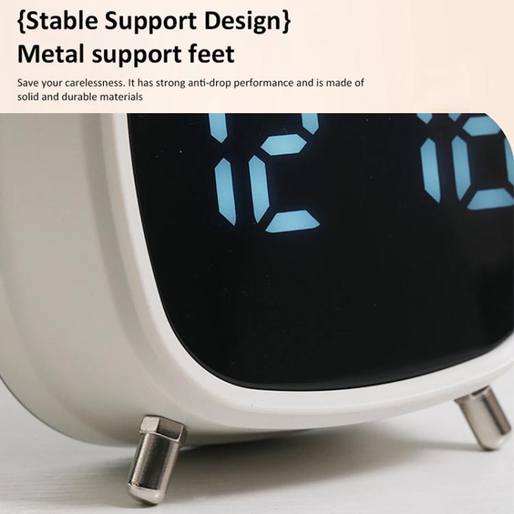 Loud Metal Powerful Ringing Clock LED Multifunction Clock, Color: Black Shell White Light by bashfashion