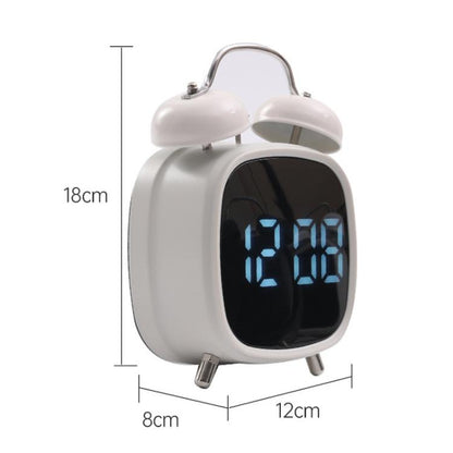 Loud Metal Powerful Ringing Clock LED Multifunction Clock, Color: White Shell Red Light by bashfashion