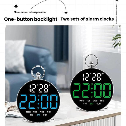 LED Multi-Function Digital Clock Student Desktop Digital Timepiece Plug-in Alarm Clock(Green) by bashfashion