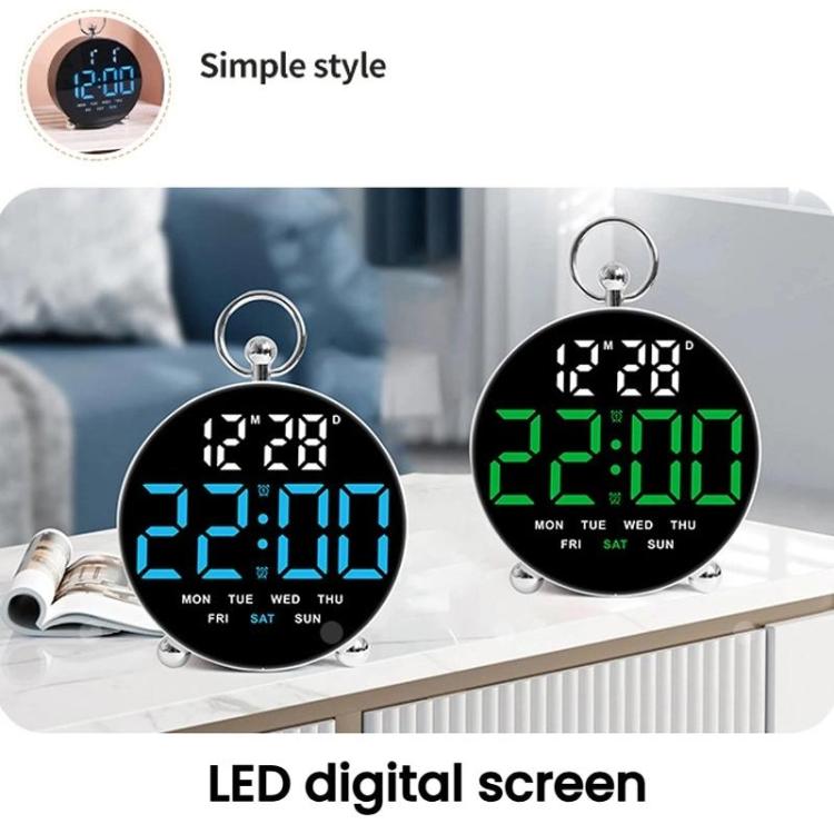 LED Multi-Function Digital Clock Student Desktop Digital Timepiece Plug-in Alarm Clock(Green) by bashfashion