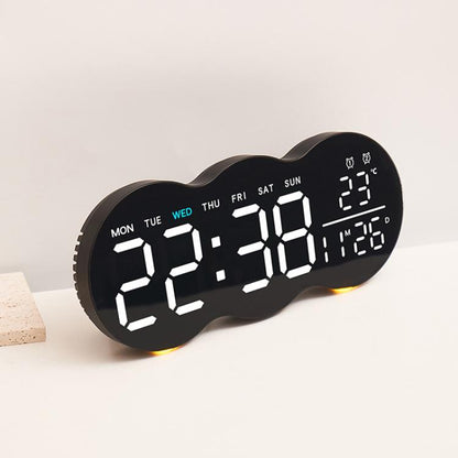 Living Room Digital Wall Clock LED Electronic Clock With Light Multi-Function Remote Control Alarm Clock(White Light) by bashfashion