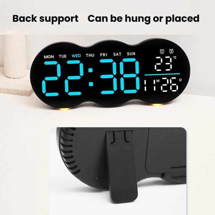Living Room Digital Wall Clock LED Electronic Clock With Light Multi-Function Remote Control Alarm Clock(Green Light) by bashfashion