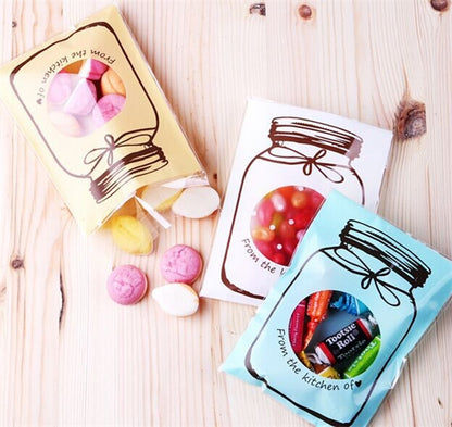 100 PCS / Set Cute Colorful Bottle Pattern Wedding Birthday Cookies Candy Gift Packaging Bag(White) by bashfashion