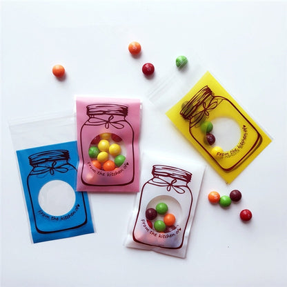 100 PCS / Set Cute Colorful Bottle Pattern Wedding Birthday Cookies Candy Gift Packaging Bag(Yellow) by bashfashion