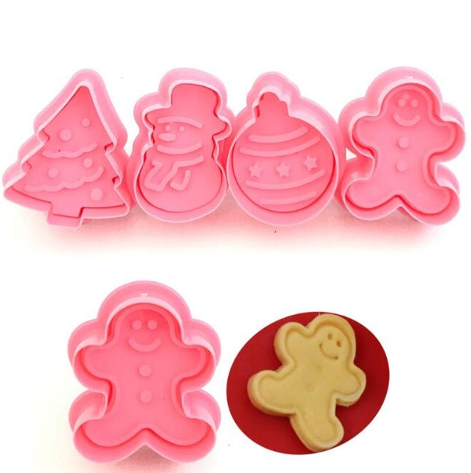 8 PCS/2 Sets Fondant Cake Tool Christmas Cookie Spring Stamper(Pink) by bashfashion