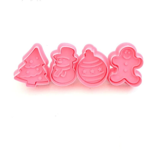 8 PCS/2 Sets Fondant Cake Tool Christmas Cookie Spring Stamper(Pink) by bashfashion