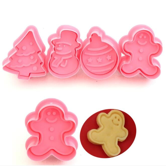8 PCS/2 Sets Fondant Cake Tool Christmas Cookie Spring Stamper(Pink) by bashfashion