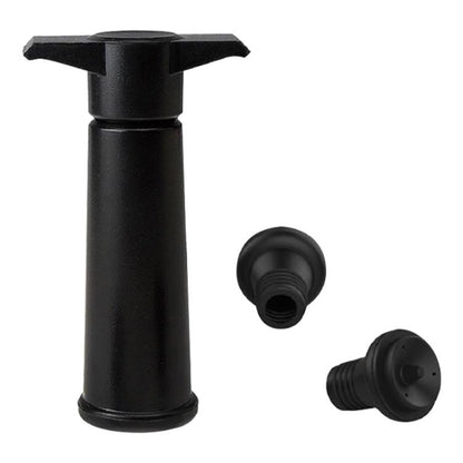 Red Wine Vacuum Pump Freshener Silicone Wine Stopper Set, Specification:Black Pump Three-piece Box by bashfashion