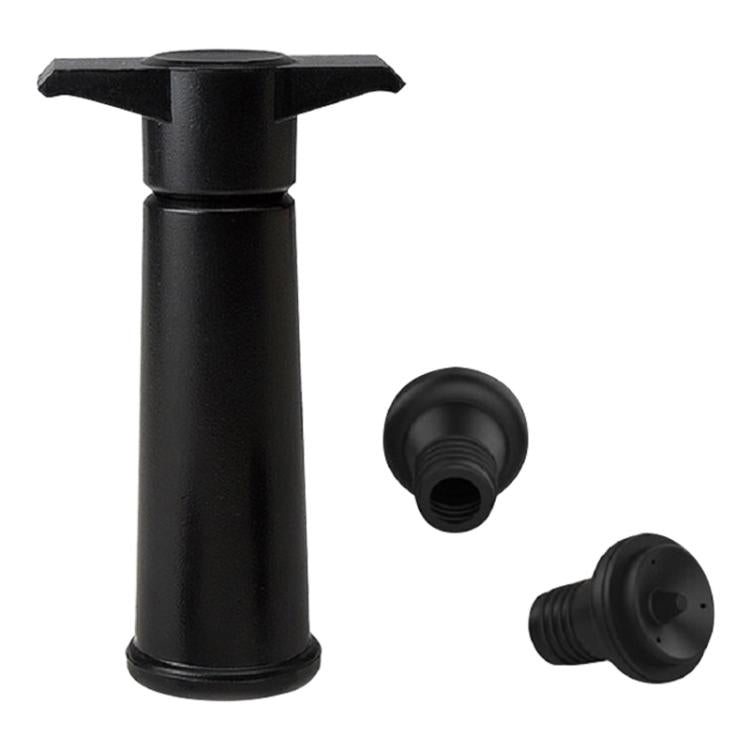 Red Wine Vacuum Pump Freshener Silicone Wine Stopper Set, Specification:Black Pump Three-piece Box by bashfashion
