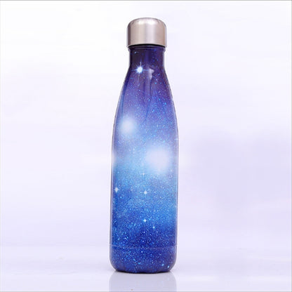 Starry Sky Pattern Thermal Cup Vacuum Flask Heat Water Bottle Portable Stainless Steel Sports Kettle, Capacity:500ml(Blue) by bashfashion