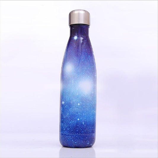 Starry Sky Pattern Thermal Cup Vacuum Flask Heat Water Bottle Portable Stainless Steel Sports Kettle, Capacity:500ml(Blue) by bashfashion