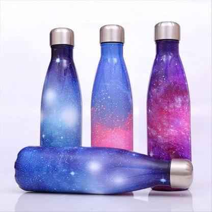 Starry Sky Pattern Thermal Cup Vacuum Flask Heat Water Bottle Portable Stainless Steel Sports Kettle, Capacity:500ml(Blue) by bashfashion