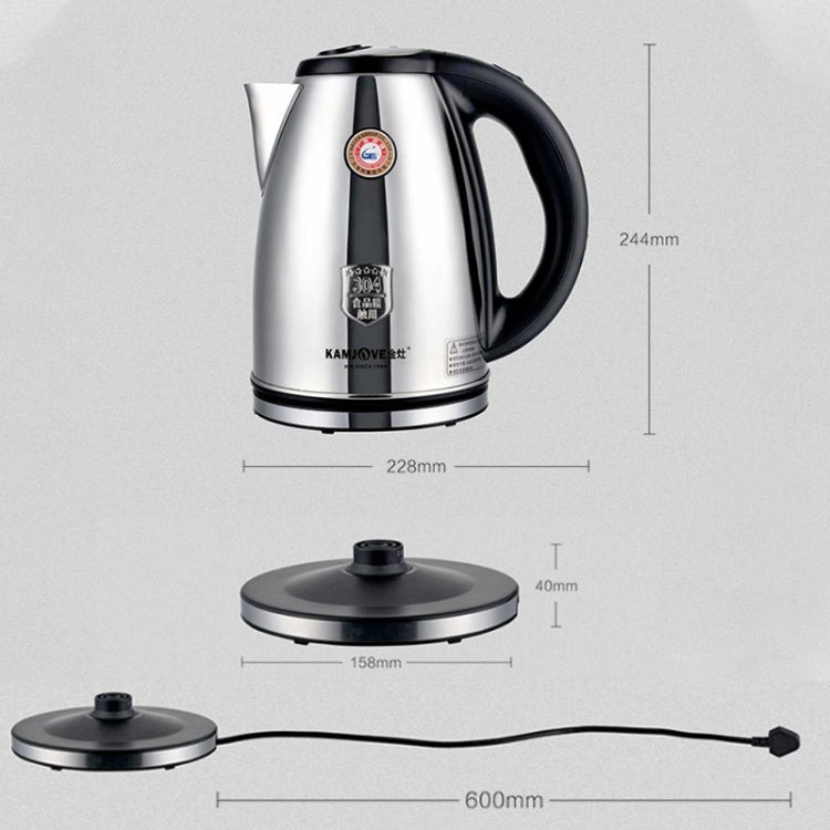 KAMJOVE T-190 Kettle Food Contact 304 Stainless Steel 2L Electric Kettle CN Plug(T-190 2L) by KAMJOVE
