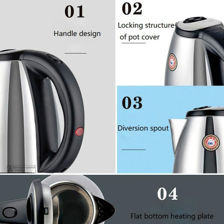 KAMJOVE T-190 Kettle Food Contact 304 Stainless Steel 2L Electric Kettle CN Plug(T-190 2L) by KAMJOVE