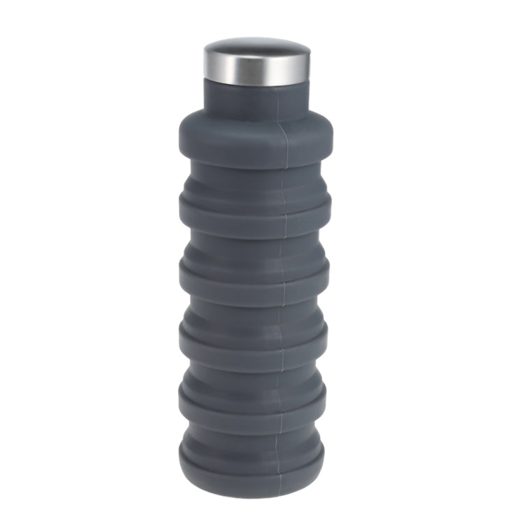 Portable Silicone Water Bottle Retractable Folding Coffee Bottle Outdoor Travel Drinking Sport Drink Kettle,Capacity:500ml(Gray) by bashfashion