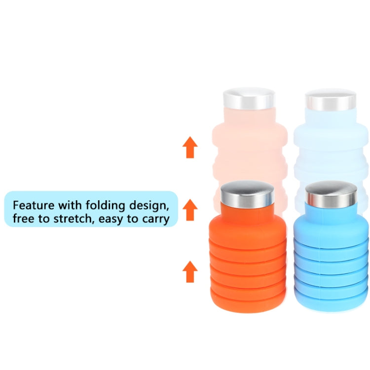 Portable Silicone Water Bottle Retractable Folding Coffee Bottle Outdoor Travel Drinking Sport Drink Kettle,Capacity:500ml(Gray) by bashfashion