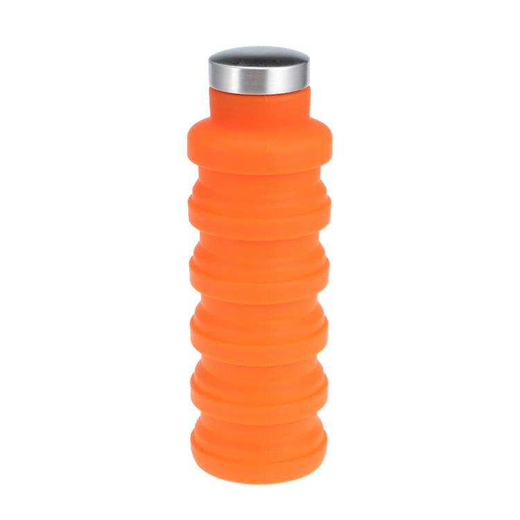 Portable Silicone Water Bottle Retractable Folding Coffee Bottle Outdoor Travel Drinking Sport Drink Kettle,Capacity:500ml(Orange) by bashfashion