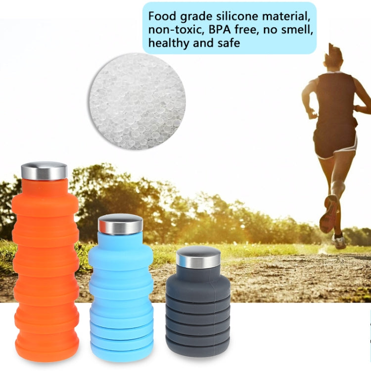 Portable Silicone Water Bottle Retractable Folding Coffee Bottle Outdoor Travel Drinking Sport Drink Kettle,Capacity:500ml(Orange) by bashfashion