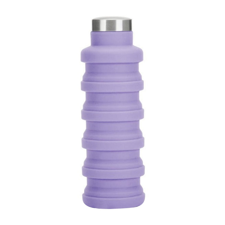 Portable Silicone Water Bottle Retractable Folding Coffee Bottle Outdoor Travel Drinking Sport Drink Kettle,Capacity:500ml(Purple) by bashfashion