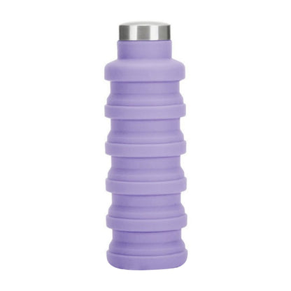 Portable Silicone Water Bottle Retractable Folding Coffee Bottle Outdoor Travel Drinking Sport Drink Kettle,Capacity:500ml(Purple) by bashfashion